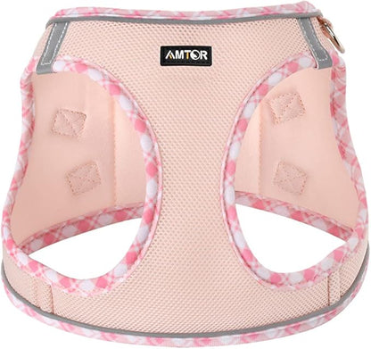 AMTOR Small Dog Harness with Leash Set, No Escape Easy Walk Puppy Harnesses for Training Walking, Step-in Reflective Soft Dogs Vest for XS S Medium Extra-Small Large Sized Dog(Pink,XL)