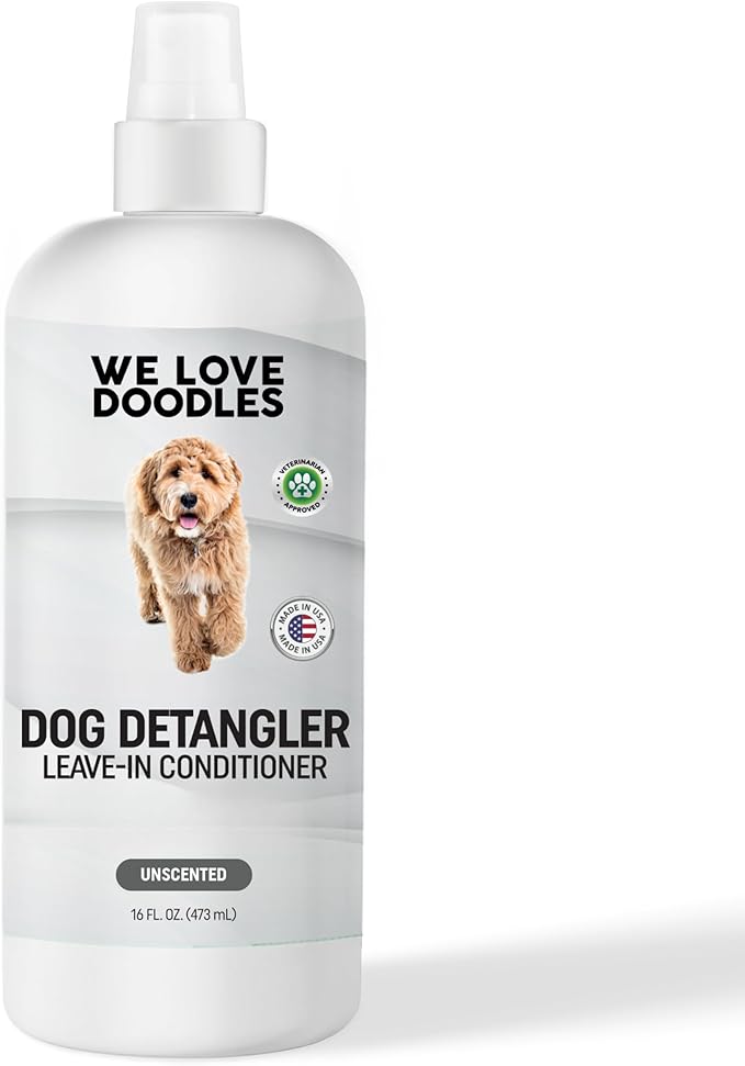 We Love Doodles Dog Detangler Spray - Leave-in Conditioner for Dogs - Dog Detangling Spray - Dematting Spray for Dogs - Tangle Remover - Made in The USA (Unscented Hypoallergenic)