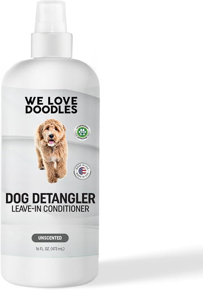We Love Doodles Dog Detangler Spray - Leave-in Conditioner for Dogs - Dog Detangling Spray - Dematting Spray for Dogs - Tangle Remover - Made in The USA (Unscented Hypoallergenic)