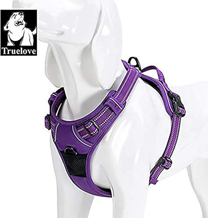 TRUE LOVE Adjustable No-Pull Dog Harness Reflective Pup Vest Harnesses Comfortable Control Brilliant Colors Truelove TLH5651(Purple,L)
