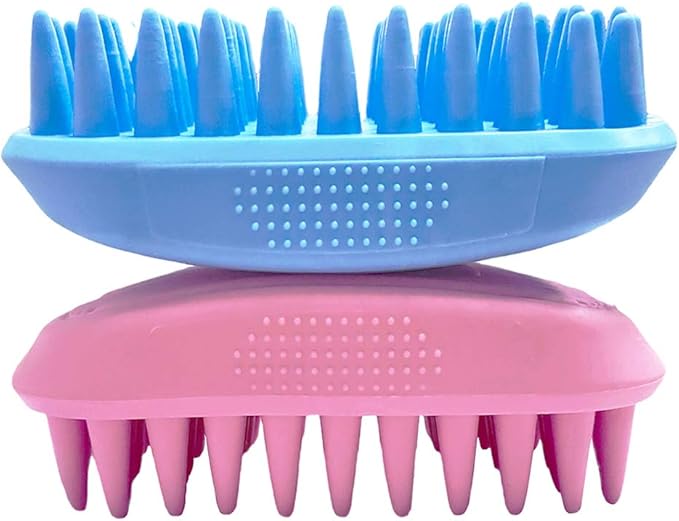 ZOOPOLR Pet Silicone Shampoo Brush for Long & Short Hair, Pink ( New ), Medium Large Pets Dogs Cats, Silicone Shower Wash Curry Brush, Massage Comb