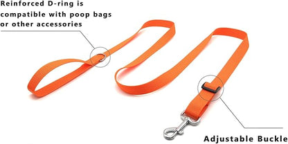 6FT/ 10FT Adjustable Dog Leash, Nylon Dog Leashes for Medium Large Dogs (6FT, Orange)