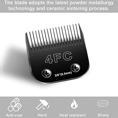 Audoc 4F Blades Dog Grooming Blades Compatible with Andis/Oster A5/Wahl KM-10 Series Dog Clippers,Detachable Clipper Replacement Blade,Black(4FC/3PCS)