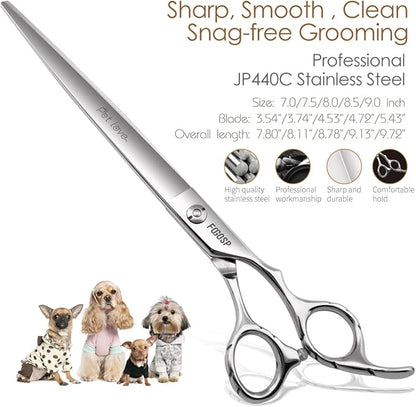 Professional Dog Grooming Scissors Straight 7.0'' Pet Grooming Shears for Cutting Dogs Thick Hair Small Medium Pet Cat (7.0 In, Straight)