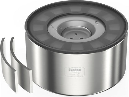 Feedoo 1Gallon No Spill Water Bowl for Dogs, Double-Wall Stainless Steel with Splash-Proof Paws Lid and Floating Disk, Non-Slip Base, Easy to Clean Slow Water Feeder for Large Medium Dogs