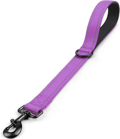 Joytale Strong Short Dog Leash 18 Inch, 1.2 Inch Wide, Heavy Duty, Padded Handle for Traffic Control, Reflective Leash for Medium and Large Dogs Walking Training, Purple