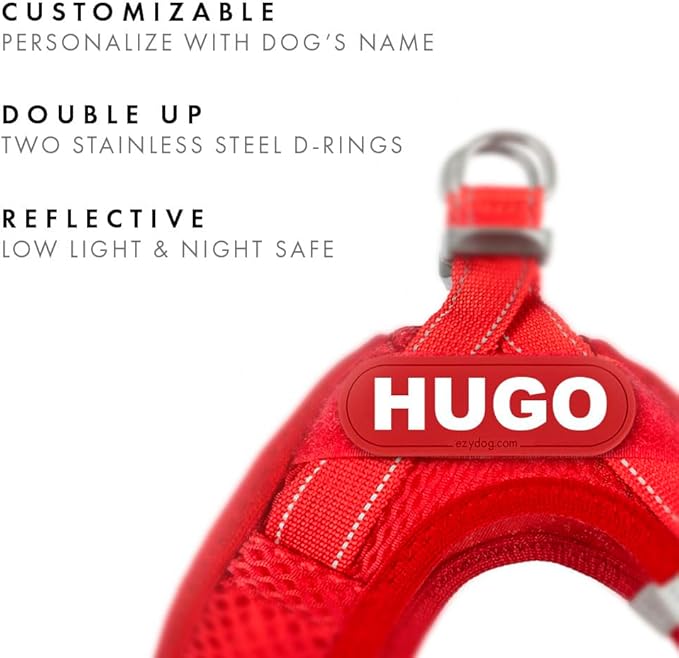 EzyDog FORMFIT Dog Harness for Small Sized Dog - All Weather Breathable Mesh Small Dog Harness with Reflective Trim, Easy Hook & Loop Closure, Sturdy Buckle, & D-Ring (Red, S)