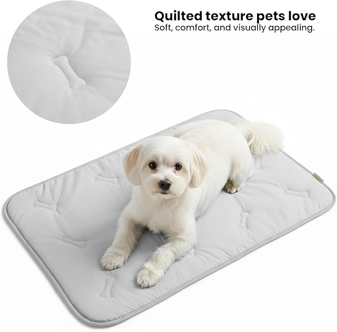DORMORA Cooling Pet Mat – 31x28.5 Dog or Cat Cool & Comfy, Soft Breathable Self-Cooling Pad, Pet-Safe, Durable, Perfect for Hot Weather, Naps, Crates, Cars, Couch, Washable, Take Anywhere, Gray