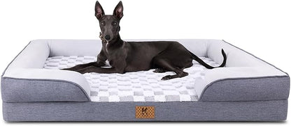 KSIIA Waterproof Dog Bed Orthopedic for Large Senior Dog Couch with Sides, Extra Thick Supportive Pet Bed Sofa with Soft Plush Cover and Non-Slip Bottom, 44 x 32 Inch, Grey