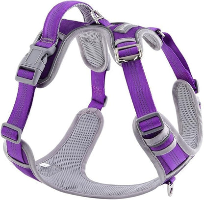 Paawpal Adjustable Dog Harness - No Pull, Reflective, Soft Padded for Small, Medium, Large Dogs - Includes Leash Purple XL