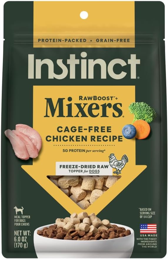 Instinct Raw Boost Mixers, Freeze Dried Dog Food Topper, Grain Free - Cage Free Chicken, 6 oz. Bag