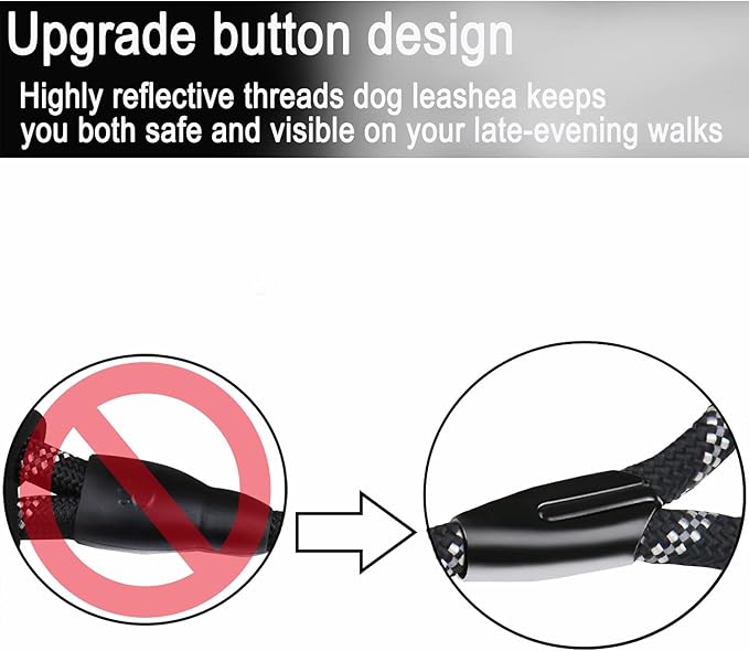 Dog Leash 6 FT, Durable Premium Quality Strong Training Rope Slip Leash with Comfortable Padded Handle and Highly Reflective Threads for Small Medium and Large Dogs, (Black)