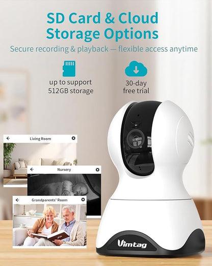 VIMTAG 4K UHD Cameras for Home Security - Indoor Pet Camera, 360° Pan/Tilt Dog Camera with Phone App for Nanny/Baby/Room, Night Vision, Free AI Detection & Motion Tracking, 5G/2.4GHz WiFi, 2-Way Audio