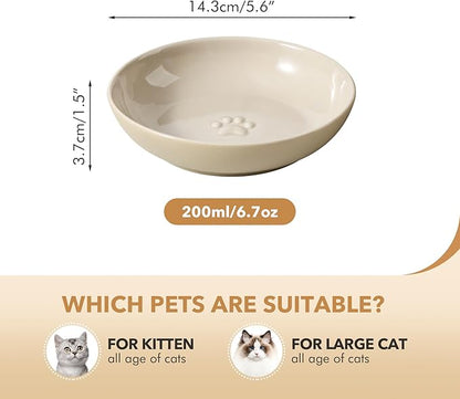 Havniva 5.7'' Ceramic Wide Whisker Friendly Cat Dishes, Set of 3 Ceramic Cat Bowls, Indoor Kitten Feeding Food& Water Dish to Prevent Whisker Fatigue(3 Pcs)