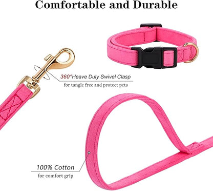 No Pull Dog Harness- Lightweight, Soft, Adjustable Small Harness Collar and Leash Set, Suitable for Cats Puppy Small and Medium-Sized Dog Outdoor Training and Running (hotpink, S)