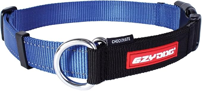 EzyDog Checkmate Martingale Collar for Dogs – Premium Nylon Training Dog Collar for Easy Control with no Choking (Small, Blue)