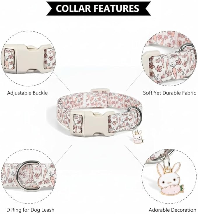 Small Dog Collar, Cute Spring Pattern for Medium Dogs, Cute Dog Collar, S