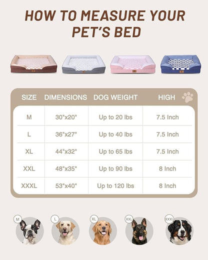 KSIIA Waterproof Dog Bed Orthopedic for Large Senior Dog Couch with Sides, Extra Thick Supportive Pet Bed Sofa with Soft Plush Cover and Non-Slip Bottom, 44 x 32 Inch, Blue