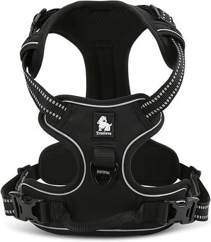 TRUE LOVE Adjustable No-Pull Dog Harness Reflective Pup Vest Harnesses Comfortable Control Brilliant Colors TLH5651(Black,M)