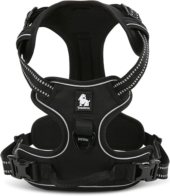 TRUE LOVE Adjustable No-Pull Dog Harness Reflective Pup Vest Harnesses Comfortable Control Brilliant Colors TLH5651(Black,XS)