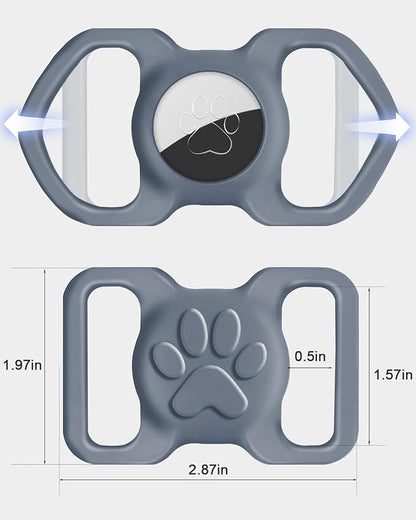 Dynmeow Dog Cat Collar Holder Compatible with Airtag, Anti-Lost Silcione Holder for 1.2 and 1.5 inch Wide Collar, Grey, L(1 Pack)