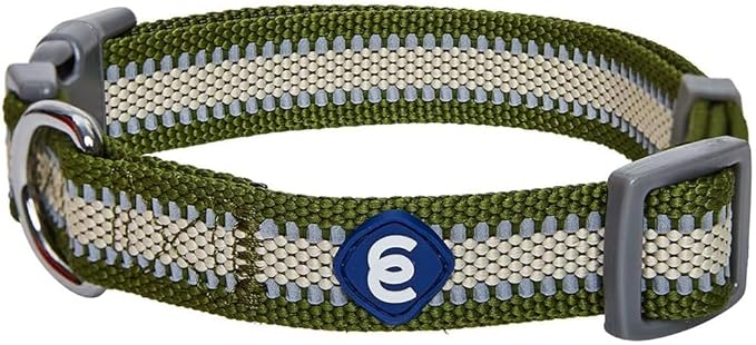 Blueberry Pet Essentials Matching Large Dog Collar | Adjustable Classic Solid Color Nylon Dog Collars for Large Dogs | Reflective Dark Olive Dog Collar for Large Dogs