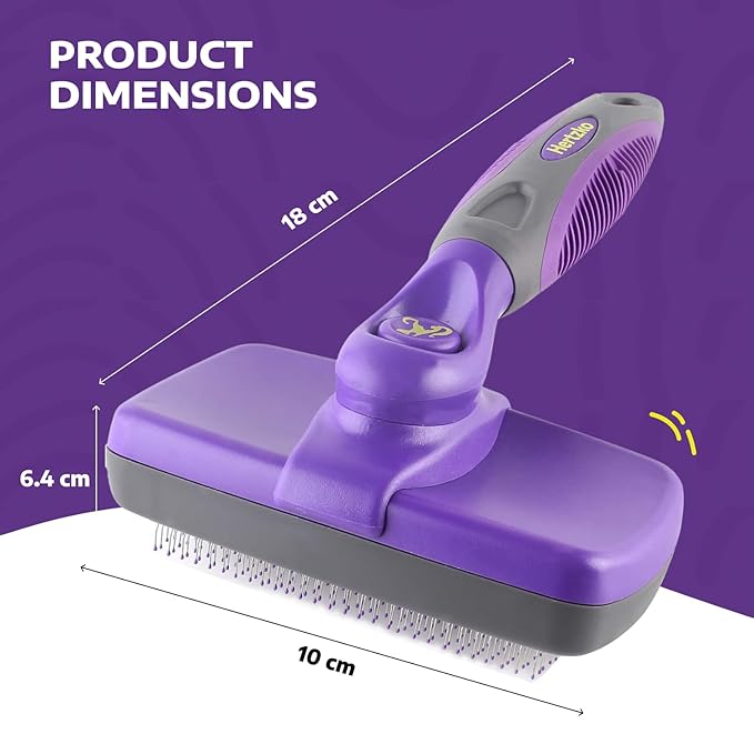 Hertzko Self-Cleaning Slicker Brush for Deshedding Long and Short-Haired Pets - Small Size Grooming Rake and Comb for Dogs and Cats