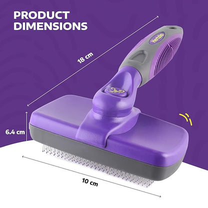 Hertzko Self-Cleaning Slicker Brush for Deshedding Long and Short-Haired Pets - Small Size Grooming Rake and Comb for Dogs and Cats