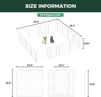 FXW Homeplus Unleashed Indoor Dog Playpen - Stress-Free and Safe Play, Heavy Duty 24 Inch 16 Panels Dog Pen for Puppy and Small Dogs, White│Patented