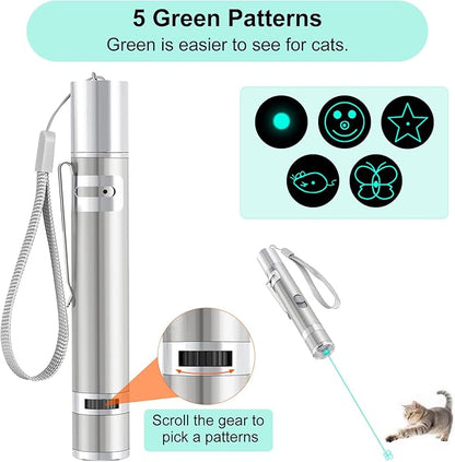 TBTeek Cat Toy, Unique Green Light, 7-in-1 Modes, 5 Fun Patterns, USB Charging, Interactive Toy for Kitten Dog Excrise(1pcs)