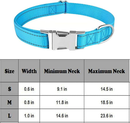 Love Dream Reflective Dog Collar with Metal Buckle, Adjustable Safety Nylon Dog Collars with Heavy Duty Quick Release Buckle for Small Medium Large Dogs, Pet Collar with ID Tag Ring