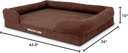 The Dog’s Bed Orthopedic Dog Bed XL Dark Brown Plush 43.5x34, Premium Memory Foam, Pain Relief: Arthritis, Hip & Elbow Dysplasia, Post Surgery, Lameness, Veterinary Approved, Waterproof Washable Cover