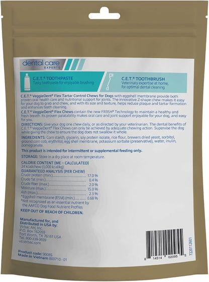 Virbac C.E.T. VEGGIEDENT Flex Tartar Control Chews for Dogs - Extra Small
