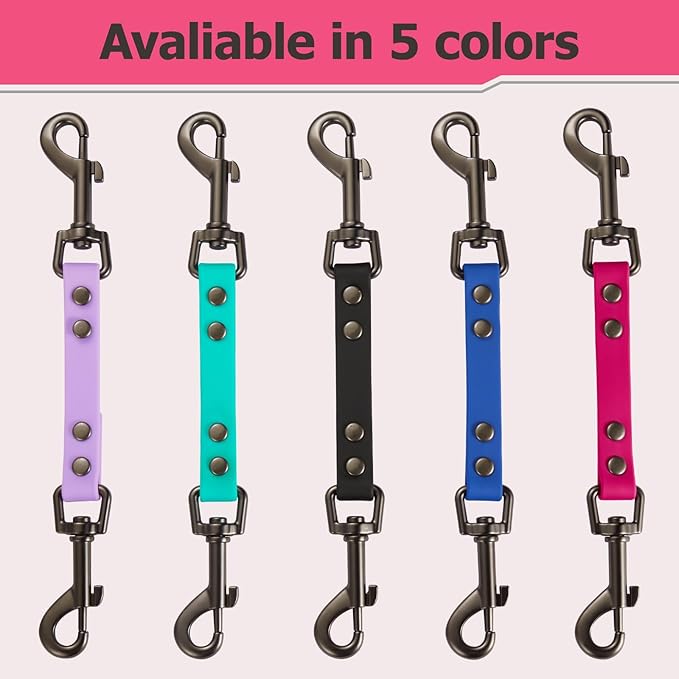 Dog Safety Collar Clip – Waterproof Backup Connector with Dual Hooks for Harness and Collar | Leash Safety Attachment for Training & Walking (Pink, 9 inch)