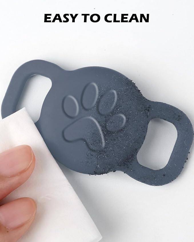 Dynmeow Dog Cat Collar Holder Compatible with Airtag, Anti-Lost Silcione Holder for 3/8 and 5/8 Inch Wide Collars, Grey, S(1 Pack)