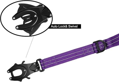 ICEFANG Short Dog Leash 25 Inch Reflective Nylon Traffic Leash with Padded Handle,Heavy Duty Auto Lock Swivel Clip for Medium Large Dogs No Pull Training Walking (Purple, 25 Inch)
