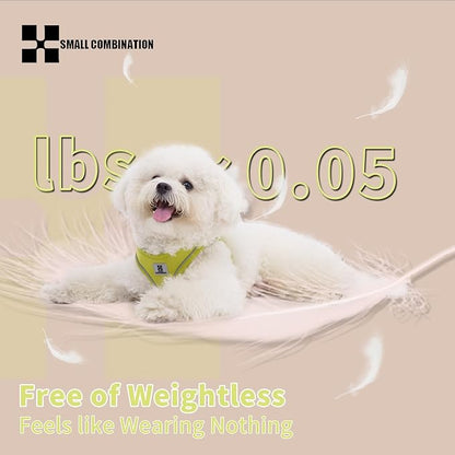 Adjustable Dog Harness with Leash, Reflective Mesh, No-Pull Design，Matching Lead Rope (Lemon Yellow, S)