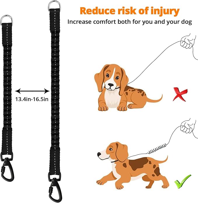 Long Dog Leash 15 FT: Heavy Duty Rope Leashes for Dogs Training with Swivel Lockable Hook Reflective Threads Bungee and Padded Handle - Dog Lead for Large Small Medium Dogs Outside Walking Hiking