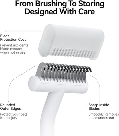 aumuca Undercoat Rake for Cats & Small/Medium Dogs – Deshedding Brush & Dematting Comb for Double-Coated Pets with Long or Short Hair, Matted Fur – Grooming Tool for Kitten, Puppy, Rabbit and Horse