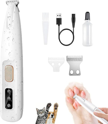 1PC Dog Paw Trimmer with LED Light,35dB Low Noise Precision Pet Paw Trimmer for Dogs Cats Grooming Clippers,Safety Electric Paw Hair Trimmer for Paws,Ears,Rump,Face,Eyes,Dog