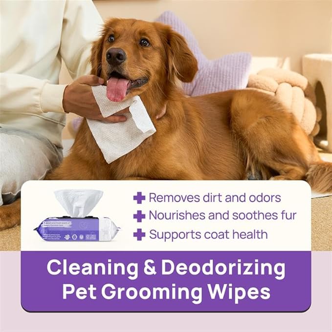 HICC PET Wipes for Dogs and Cats, Vet-Recommended Pets Cleaning Wipes, Deodorizing Hydrating, Nourishes Smoothes Fur, Fermented Coconut Oil Grooming Paws Body and Butt, Horse Skin Coat, Rose, 100pcs