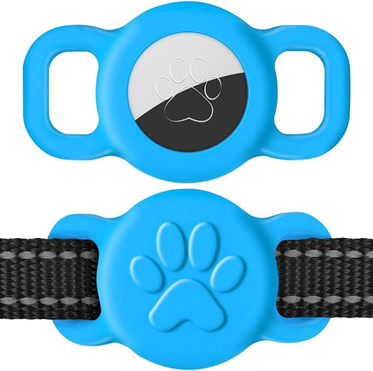 Dynmeow Dog Cat Collar Holder Compatible with Airtag, Anti-Lost Silcione Holder for 3/8 and 5/8 Inch Wide Collars, Blue, S(1 Pack)
