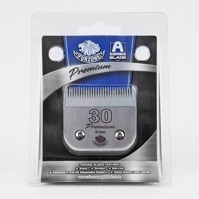 FURZONE 30 Blades for Dog Grooming, Size 30 1/50" Dog Clipper Blade, Made of Extra Durable Japanese Steel, Compatible with Most Andis, Oster, Wahl A5 Clippers