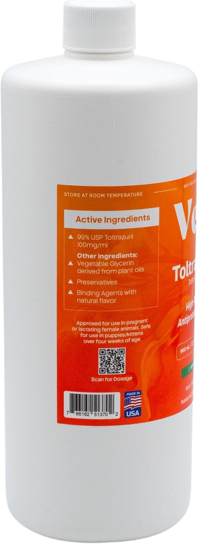 ToltraMax Toltrazuril 10.0% for Horses, Dogs, Cats, 960mL/32.4Ounce, for Non-Food Chain Animals, Alfalfa