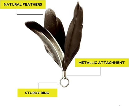 repounce Feather Toys Replacements (9 Pc) - Cat Toys & Kitten Toys for Indoor Kittens, Set of Replacement Feather Attachments Extra Small and Durable, for Cat Wands, Natural and Safe