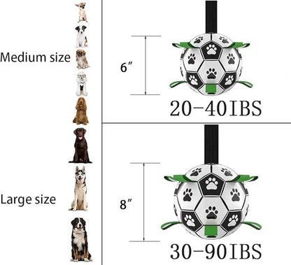 Domchan Dog Soccer Ball, Interactive Toys for Tug of War, Puppy Birthday Gifts, Tug Toy, Water Toy, World Cup Durable Balls for Small & Medium Size (6 inch)