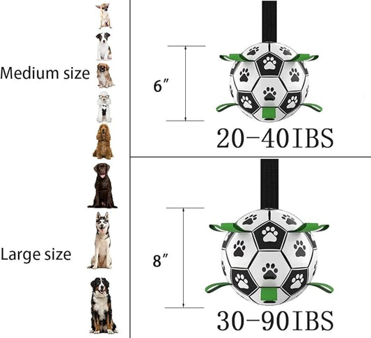 Domchan Dog Soccer Ball, Interactive Toys for Tug of War, Puppy Birthday Gifts, Tug Toy, Water Toy, World Cup Durable Balls for Small & Medium Size (6 inch)