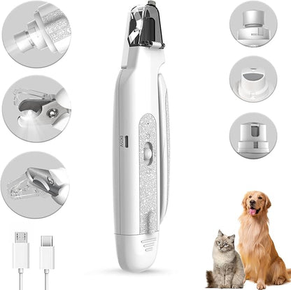 CATPICK 2-in-1 Cat Nail Clippers & Dog Nail Clippers Trimmers for Large Medium Small Dogs Cats Claw Trimmer Quick Sensor and Safety Guard USB Rechargeable with 2 LED Lights Dogs Nail Trimmer