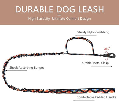 DAGANXI Tactical Dog Collar, Adjustable Military Training Nylon Dog Collar with Control Handle and Heavy Metal Buckle for Medium and Large Dogs, with Patches & Airtags Case (XL, Colorful Triangle-Set)