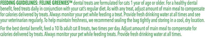 Greenies Feline Adult Natural Dental Care Cat Treats, Savory Salmon Flavor, 2.1 oz. Pouch (Pack of 2)